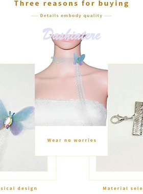 甜美蝴蝶颈链人造珍珠钻石蕾丝流苏项链仙气公主软妹少女锁骨链