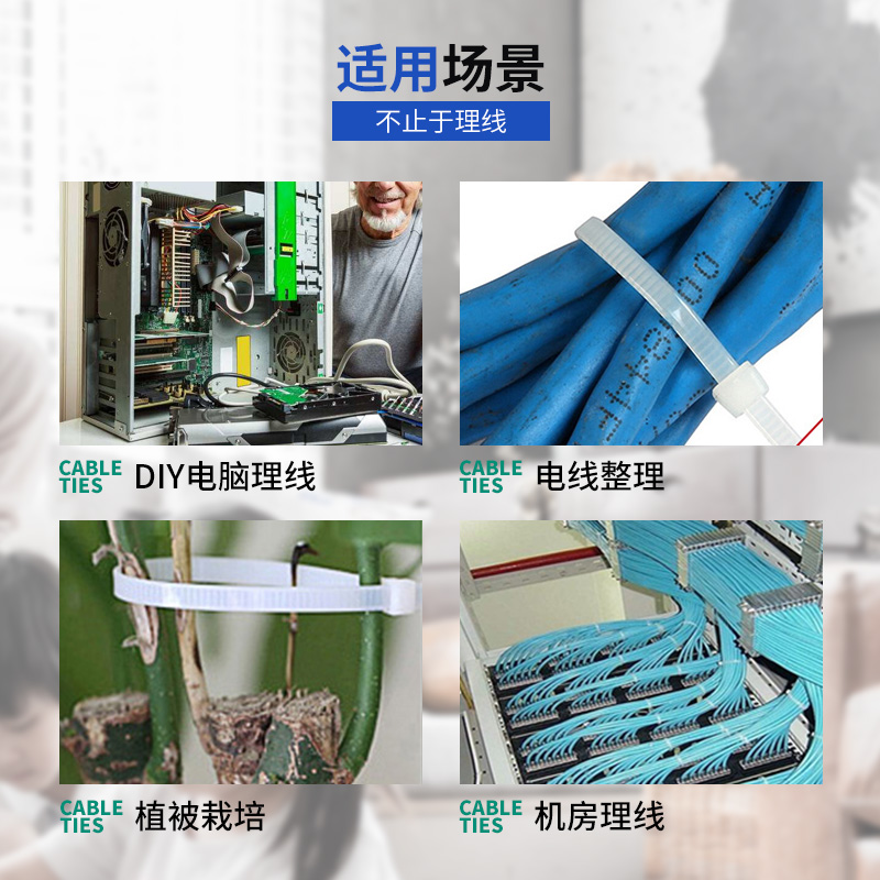 CHS/长虹塑料自锁式尼龙扎带 卡扣捆绑绳固定器3/4/5系列A级白色 - 图1