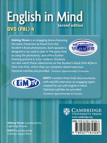 进口英文原版剑桥中学英语教材 第二版 English in Mind 4 DVD - 图0