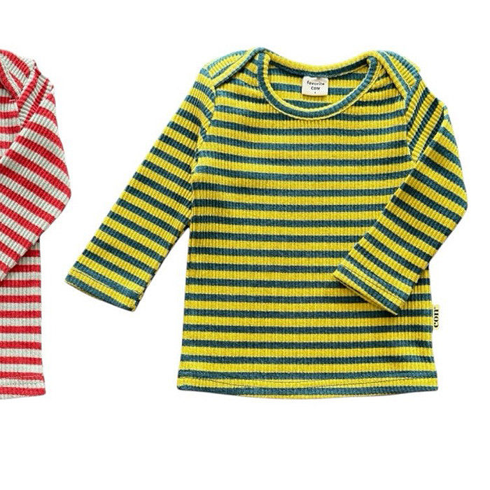 韩国童装代购2026春新款con男女孩宝宝百搭儿童长袖T恤条纹打底衫,淘宝优惠券,粉丝福利购,淘宝优惠卷