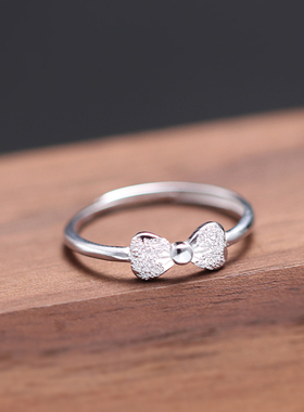999纯银韩款蝴蝶结戒指