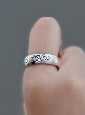 男女对戒999纯银复古手工戒指