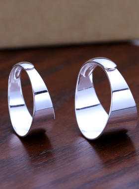 戒指足银手工光面活口可调刻字