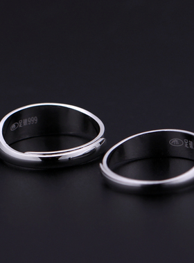 999纯银戒指男女款光面对戒活口