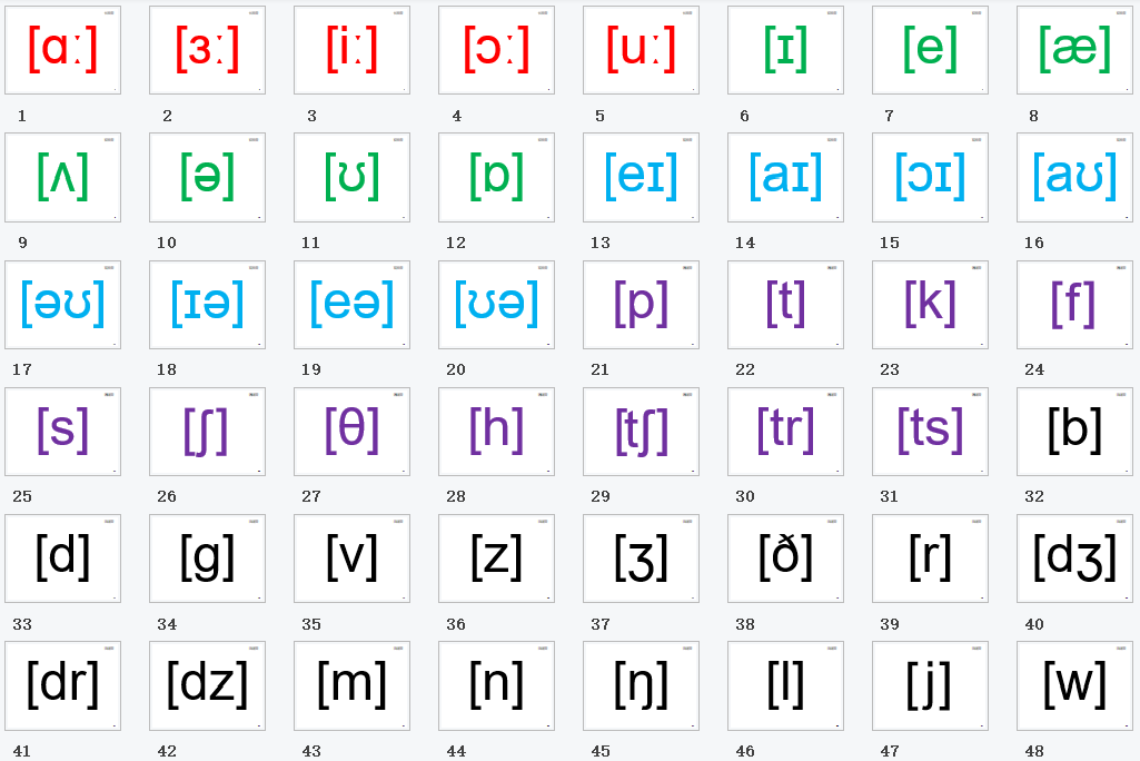 48个国际音标卡英语学习大卡片闪卡过塑封老师教学教具防水防撕 - 图1