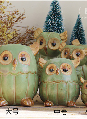康康时光陶瓷猫头鹰zakka摆件