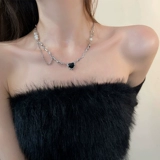 Париж Ноктюрн ~ барокко жемчужно-черный цирконий Love ожерелье женский легкий роскошный нишевый свитер для девочек с цепочкой на ключицы