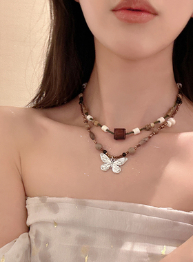 木与蝶~新中式串珠蝴蝶项链