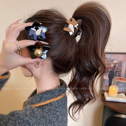 小飞马星星高马尾抓夹女后脑勺鲨鱼夹2026新款高级感发夹百搭发饰 - 图1