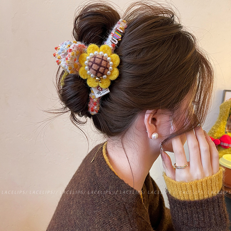 向阳花开~头发抓夹女彩色卡通花朵鲨鱼夹2026新款发夹高级感发饰,淘宝优惠券,粉丝福利购,淘宝优惠卷