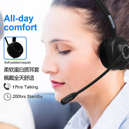 levn/乐朗068头戴式蓝牙耳机立体电脑耳麦降噪话务员男单免提开车 - 图0
