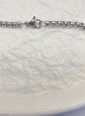 钛钢项链 方珍珠玉米不锈钢吊牌链潮男潮女嘻哈潮流无吊坠项链