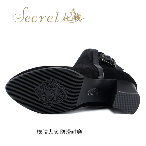 粗跟磨砂皮小码短靴女31 32 33春季女鞋春秋单靴二棉高跟真皮棉鞋 - 图2
