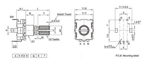 EC11/RE11增量编码器 旋转编码器 编码开关 ENCODER 带按压开关 - 图3