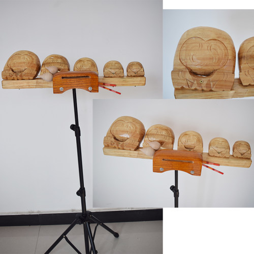 专业乐队五音木鱼连架子5音木鱼梆子多音套装带支架铝合金盒木鱼 - 图2