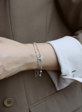 ZOXI双层四叶草手链轻奢小众礼物