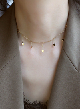 ZOXI不掉色星星流苏项链颈链配饰