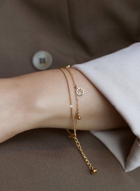 ZOXI钛钢不掉色双层手链福牌葫芦