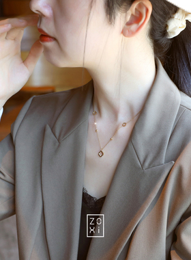 ZOXI钛钢不掉色四叶草项链配饰