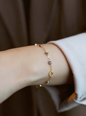 ZOXI彩色四叶草手链轻奢小众女款