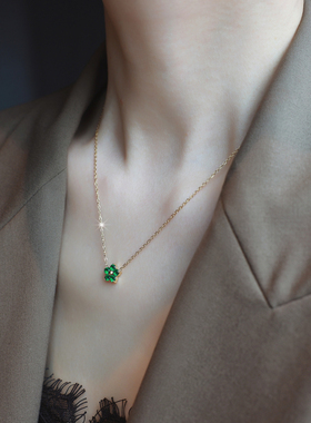 ZOXI钛钢不掉色绿色项链夏天网红