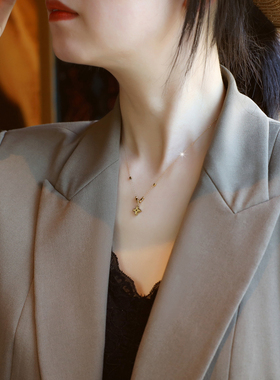 ZOXI碎金子四叶草项链不掉色礼物