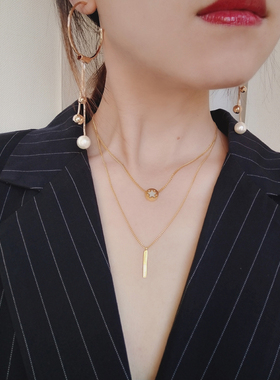 zoxi简约白贝壳多层女ins项链