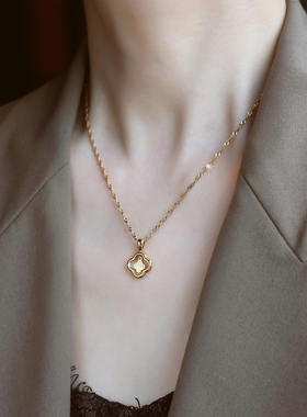 ZOXI不掉色福字四叶草项链礼物女