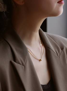ZOXI不掉色双层叠戴项链配饰女款