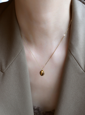 ZOXI虎眼石水滴毛衣项链秋冬叠戴