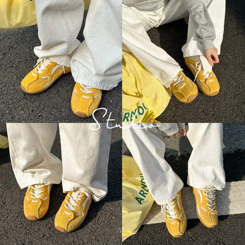 冉言2025春季新款复古百搭平底内增高德训鞋女软底休闲赛车鞋板鞋 - 图1