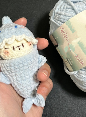鲨鱼小猫玩偶手工diy钩针编织材料包毛线钩织自制挂件钥匙扣礼物
