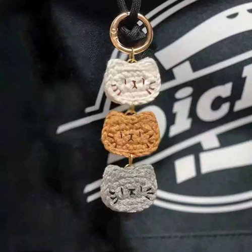 毛线钩针猫猫鱼包挂手工编织DIY材料包自制鲷鱼烧挂件钥匙扣礼物 - 图1