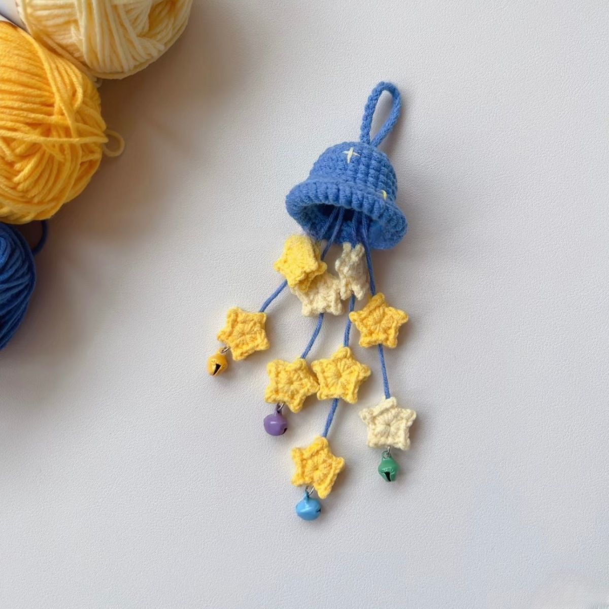 铃铛星星风铃落凡尘星星挂件毛线手工毛线钩针钩织diy材料包自制,淘宝优惠券,粉丝福利购,淘宝优惠卷