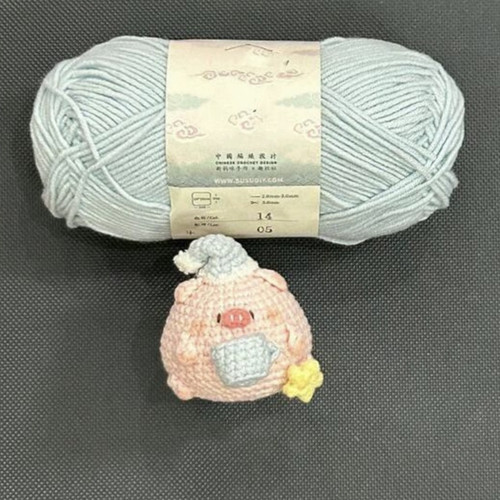 手工毛线钩针钩织春游晚安小猪玩偶DIY材料包钥匙扣挂件自制礼物 - 图1