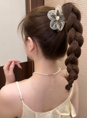 精致网纱花朵中号抓夹甜美百搭