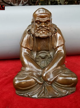 铜达摩祖师佛像沉思禅意家用禅宗始祖菩提达摩铜像工艺摆件