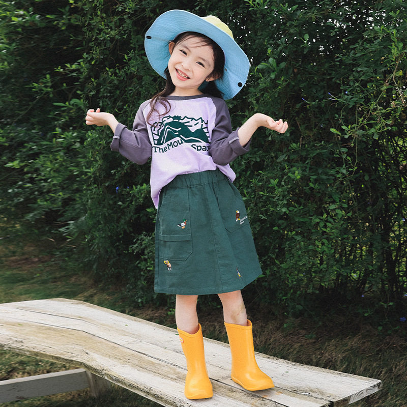 女童a字半身裙2026春季款儿童动物绣花工装裙子中大童松紧腰短裙,淘宝优惠券,粉丝福利购,淘宝优惠卷