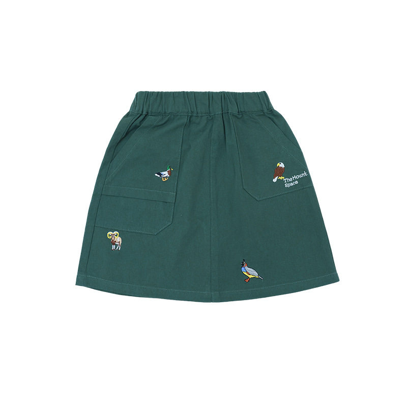 女童a字半身裙2026春季款儿童动物绣花工装裙子中大童松紧腰短裙,淘宝优惠券,粉丝福利购,淘宝优惠卷