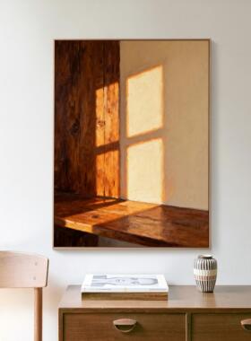 中古风光影纯手绘油画客