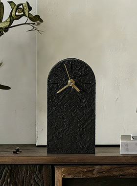 中古风北欧桌面摆件家居装饰现代简约静音桌面时钟客厅砂岩时钟