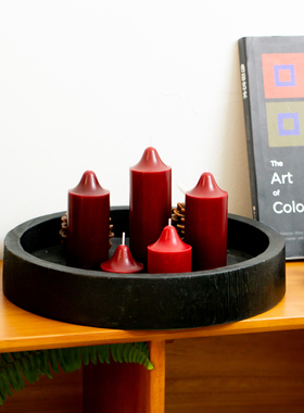 轻奢高级感黑色实木木质收纳盘