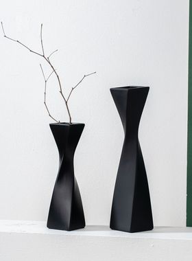 潮州陶瓷花瓶几何工艺品摆件简约两件套北欧家居创意饰品厂家批发
