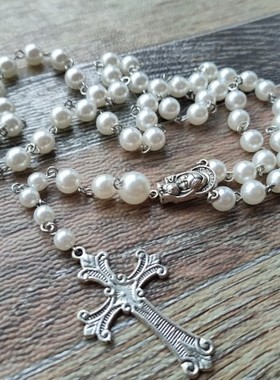 哥特原宿时尚街头cos朋克嘻哈不掉皮凯迪诗S珍珠满钻十字架项链