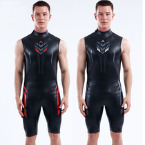 3mm Professional Iron Triathlon Gel Coat CR Light Leather Half Dry Diving Suit Sleeveless One-piece Shorts Warm Swim Suit