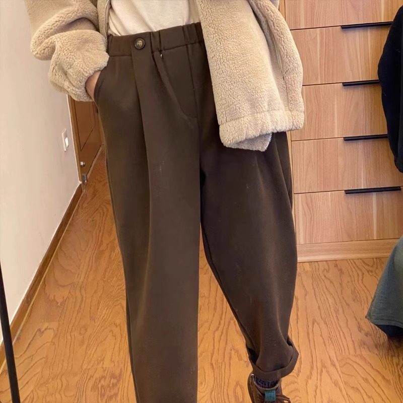 九分毛呢哈伦裤女大码秋冬2023新款胖mm梨形身材小个子萝卜老爹裤,淘宝优惠券,粉丝福利购,淘宝优惠卷