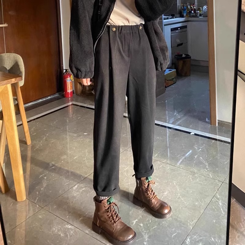 九分毛呢哈伦裤女大码秋冬2023新款胖mm梨形身材小个子萝卜老爹裤,淘宝优惠券,粉丝福利购,淘宝优惠卷