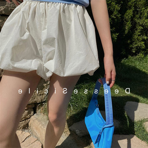 2026夏季韩版少女心爆棚立体蓬蓬花苞裤南瓜短裤灯笼裤百搭女裤子 - 图0