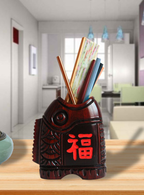 毛笔艺术实木质笔筒古风创意红木清仓个性时尚学生中国风木制礼品