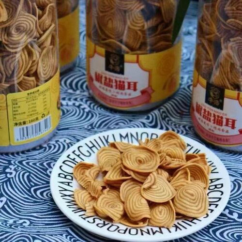 牛浩椒盐猫耳酥罐装网红爆款潮汕特产薄脆怀旧小零食办公休闲食品 - 图2